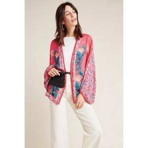 Anthropologie Bl^nk London Louise Floral Kimono One Size Pink